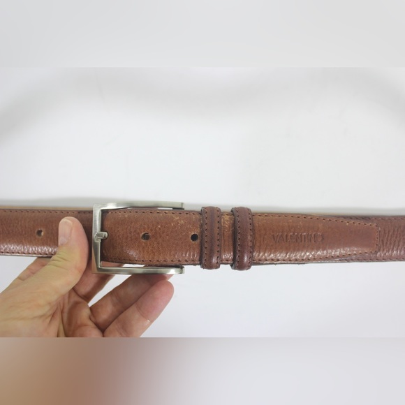 VALENTINO Italian Tan Leather Belt with Silver Buckle unisex - Picture 5 of 10